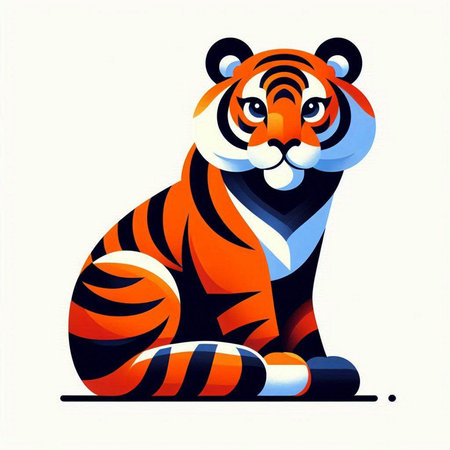 Illustration of a tiger on a white background, vector illustration.のイラスト素材