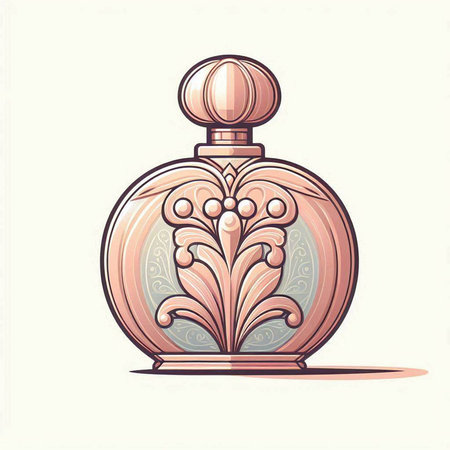 Perfume bottle with floral ornament. Vector illustration in vintage style.のイラスト素材