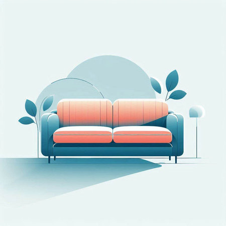 Comfortable sofa in the living room. Vector illustration in flat styleのイラスト素材