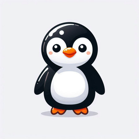 Cute penguin cartoon vector illustration. Cute cartoon penguin.のイラスト素材