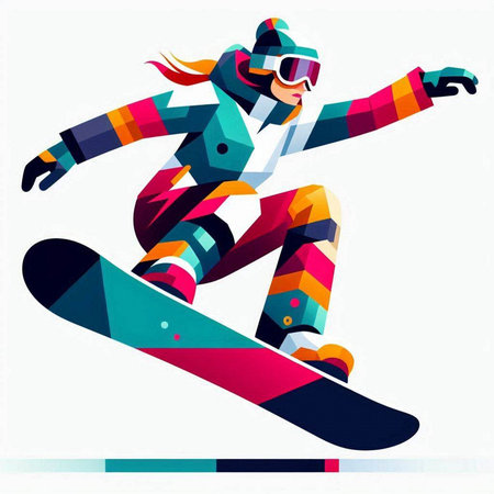 Snowboarder jumping on a snowboard. Extreme winter sport. Vector illustration.のイラスト素材