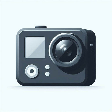 Digital camera. Vector illustration. Isolated on a white background.のイラスト素材