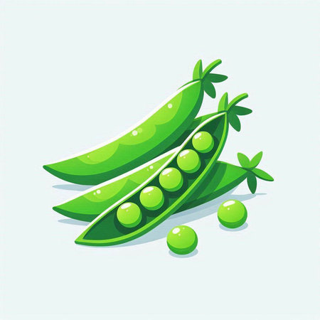 Peas. Vector illustration in cartoon style. Isolated on white background.のイラスト素材