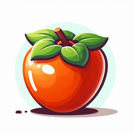 Red apple with green leaves. Vector illustration isolated on white background.のイラスト素材