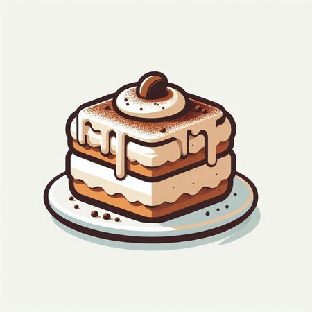 Piece of cake on a plate. Vector illustration in retro styleのイラスト素材