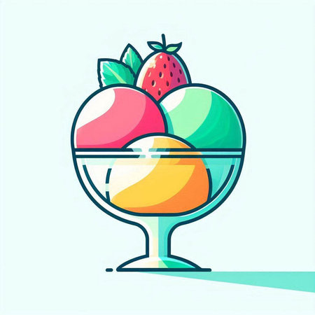 Colorful ice cream in a glass bowl. Vector illustration of ice cream.のイラスト素材