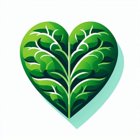 Green heart with leaves on a white background. Vector illustration. Eps 10.のイラスト素材