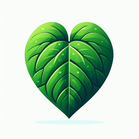 Green leaf heart isolated on white background. Vector illustration. Eps 10.のイラスト素材