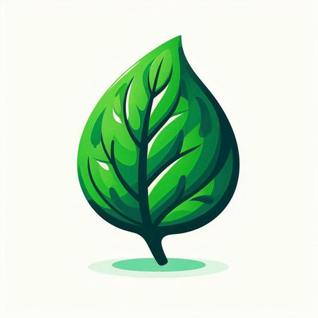 Green leaf icon. Vector illustration isolated on white background. Ecology concept.のイラスト素材