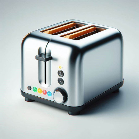 Toaster with toasts on a white background. 3d renderのイラスト素材