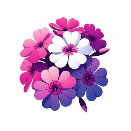pink and blue flower bouquet on white background, vector illustrationのイラスト素材