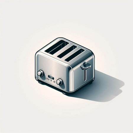 Toaster with shadow on a white background. 3D illustration.のイラスト素材