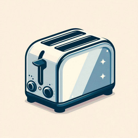 Illustration of a toaster on a white background, vector illustrationのイラスト素材