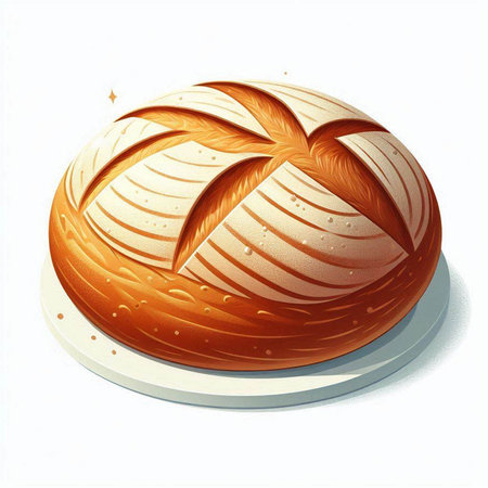 Illustration of a loaf of bread on a plate with a white backgroundのイラスト素材