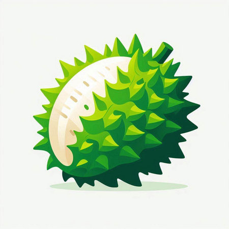 Illustration of a durian fruit isolated on a white background.のイラスト素材