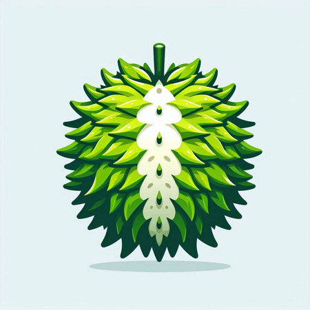 Illustration of a green durian fruit isolated on a white backgroundのイラスト素材