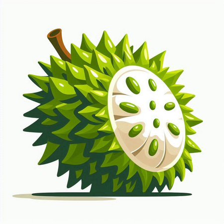 Illustration of durian fruit isolated on white background. Vector illustration.のイラスト素材