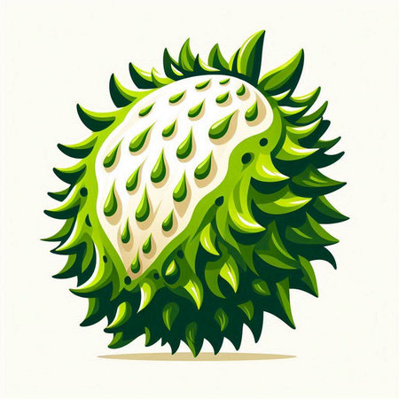 Illustration of a green pitahaya on a white background.のイラスト素材