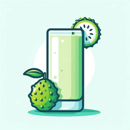 Illustration of a glass of fresh guava juice, vector illustrationのイラスト素材