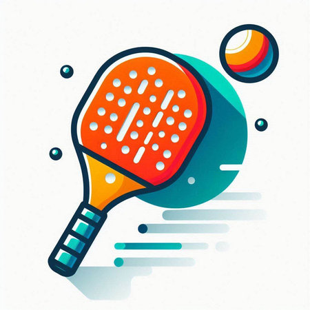 Table tennis racket with ball. Sport flat icon. Vector illustration.のイラスト素材