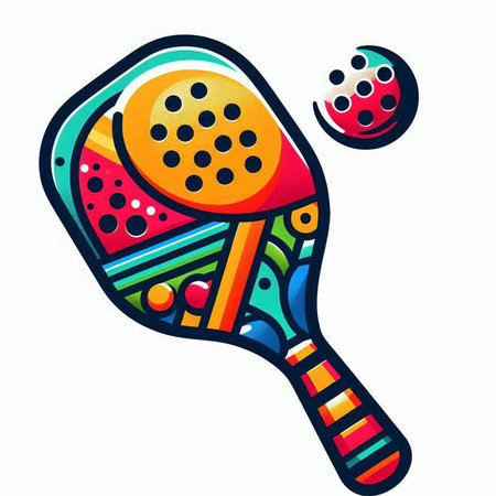 Tennis racket isolated on white background. Colorful vector illustration.のイラスト素材