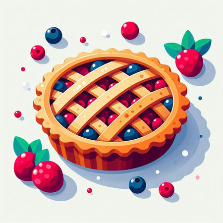 Vector illustration of a pie with berries on a white background. EPS 10のイラスト素材