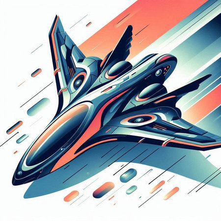 Futuristic spaceship in space. Vector illustration. Eps 10.のイラスト素材