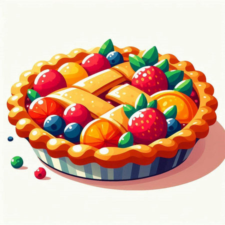 Strawberry and orange pie. Vector illustration. Eps10.のイラスト素材