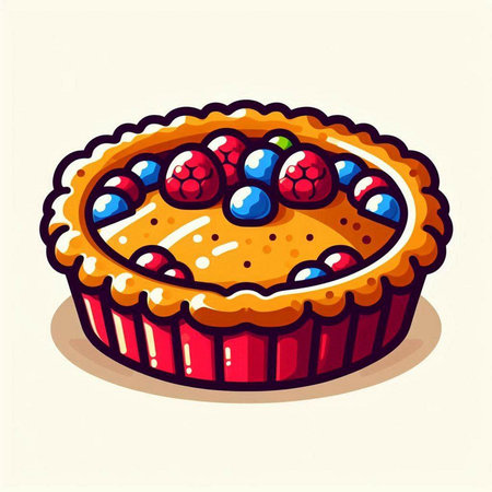 Illustration of a pie with berries on a white background - vectorのイラスト素材