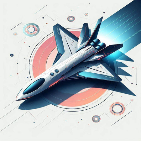 Space shuttle in abstract space background. 3d rendering, illustration.のイラスト素材