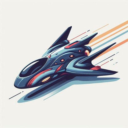 Futuristic spaceship. Futuristic aircraft. Vector illustration. Eps 10のイラスト素材