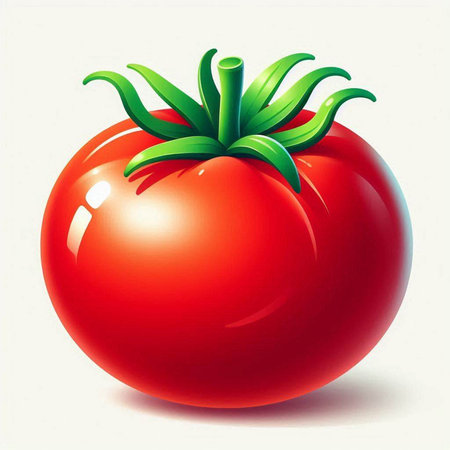 Illustration of a fresh red tomato on a white background with shadowのイラスト素材