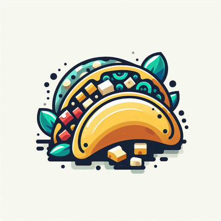 Taco icon. Vector illustration of mexican fast food.のイラスト素材
