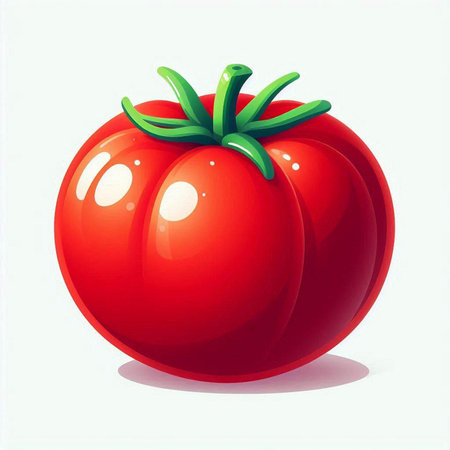 Illustration of a fresh red tomato on a white background, vectorのイラスト素材