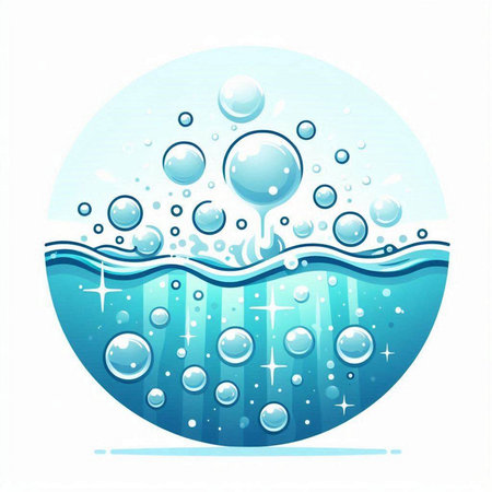 Water with bubbles in the water on a white background. Vector illustrationのイラスト素材