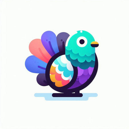 Vector illustration of a colorful bird isolated on a white background. Cartoon style.のイラスト素材