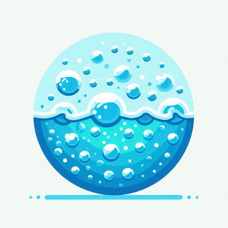 Blue water bubble in flat style on white background. Vector illustration.のイラスト素材