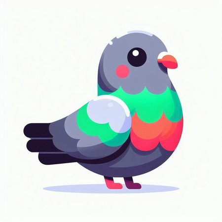 Pigeon vector illustration. Cute cartoon character. Colorful bird.のイラスト素材