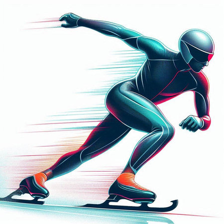 Speed skating. The figure of the athlete on skates. Vector illustration.のイラスト素材