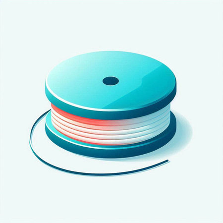Colorful 3d illustration of a blue roll of electrical cable.のイラスト素材