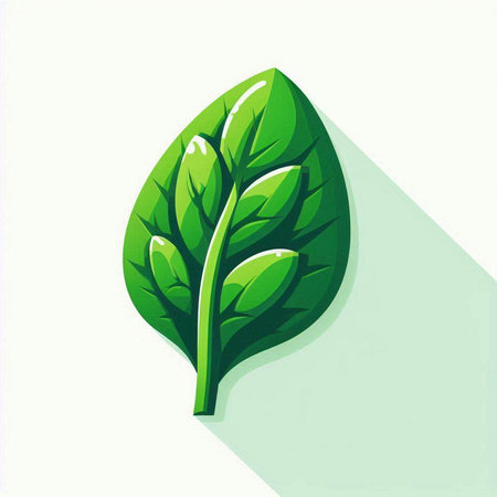 Green leaf icon. Vector illustration. Isolated on white background.のイラスト素材
