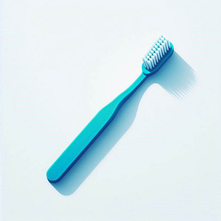 Blue toothbrush on a white background. 3D illustration. Minimalism.のイラスト素材