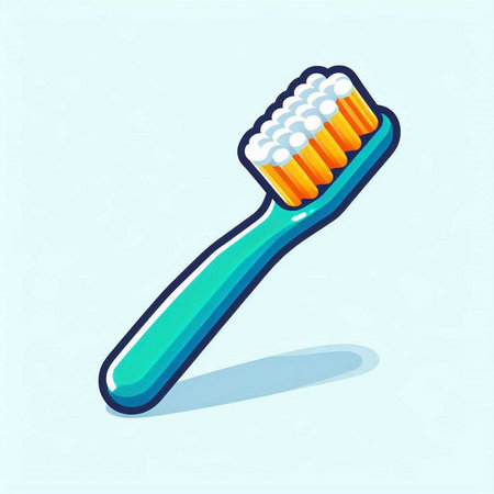 Toothbrush. Vector illustration. Isolated on blue background.のイラスト素材