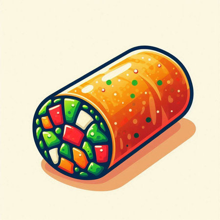 Sushi roll with caviar. Vector illustration in cartoon style.のイラスト素材