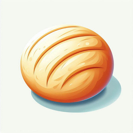 Illustration of a ball of bread on a white background with shadowsのイラスト素材