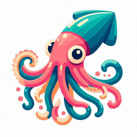 Cartoon octopus. Colorful vector illustration isolated on white background.のイラスト素材
