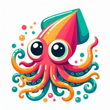 Cartoon octopus isolated on a white background. Vector illustration.のイラスト素材