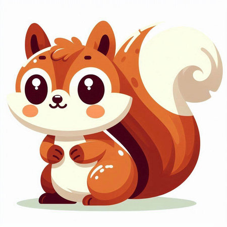 Cute cartoon squirrel sitting and looking at the camera. Vector illustration.のイラスト素材