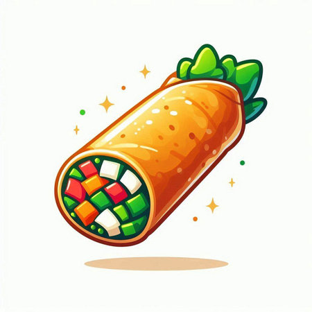 Vector illustration of a roll of burrito on a white background.のイラスト素材