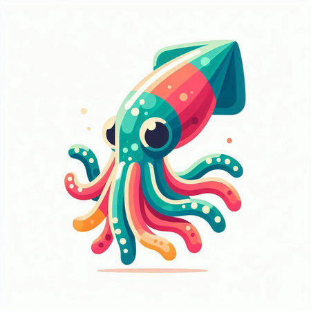 Octopus. Colorful flat vector illustration isolated on white background.のイラスト素材